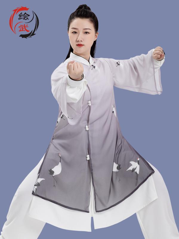 レディース 太極拳ウェア 武道着 演舞 中華風 プリント 太極拳 練習 パフォーマンス スーツ フィットネス 気功 スーツ