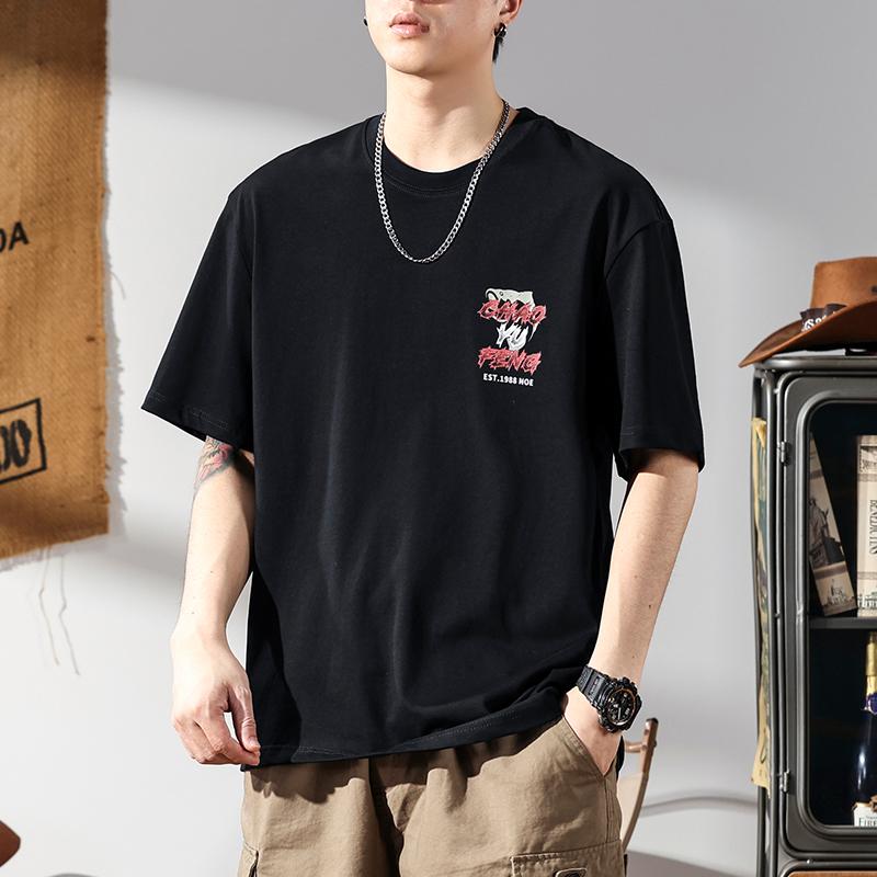 Tシャツ メンズ アメカジ コットン 半袖 シャツ 夏 アート グラフィティ ゆったり ファッション ラウンドネック