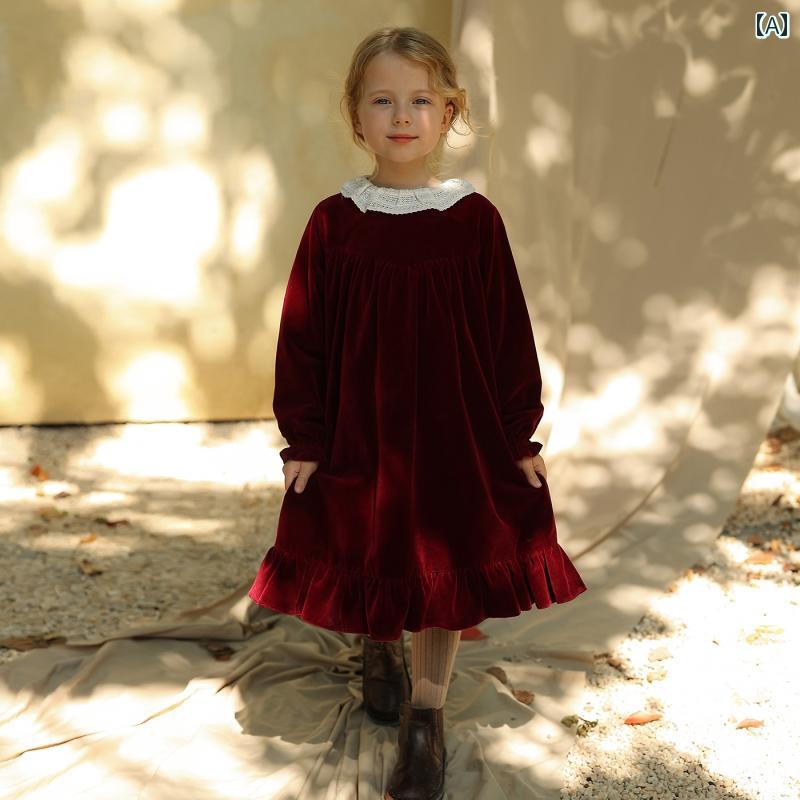 キッズ 子供服 冬 長袖 ワンピース カントリー風 ナチュラル 女の子 かわいい おしゃれ 着やい 動きやい 暖かい 外遊び 外出着 レジャー お祝い ー 学校 幼稚園 保育園