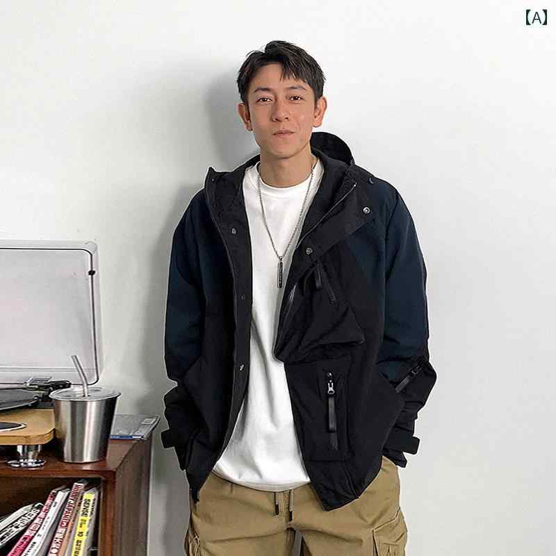 ジャケット カジュアル アウトドア メンズ アウター アメリカ フード 春秋 ファッション スタイリッシュ シンプル 無地|セキュアデポ
