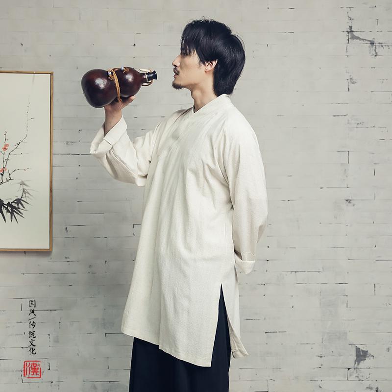 ジャケット メンズ 秋 春 中華風 綿 リネン ミドル丈 漢服 レトロ ル ー ズス 道教 ローブ 瞑想 スーツ 素人 スーツ