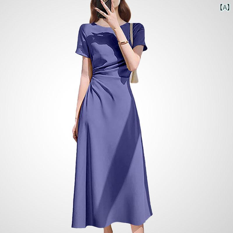 レディース ファッション ワンピース エレガント フレンチ 豪華 ティーブレイク ドレス スリムフィット 半袖 丈 夏 スカート｜セキュアデポ