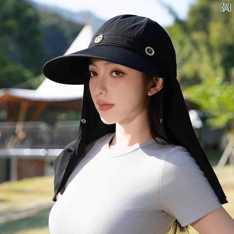 レディース 夏 帽子 日除け アウトドア レジャー つば広 サマー 女性用 日焼け防止 首 保護 統合 フィッシング 屋外 抗 UV
