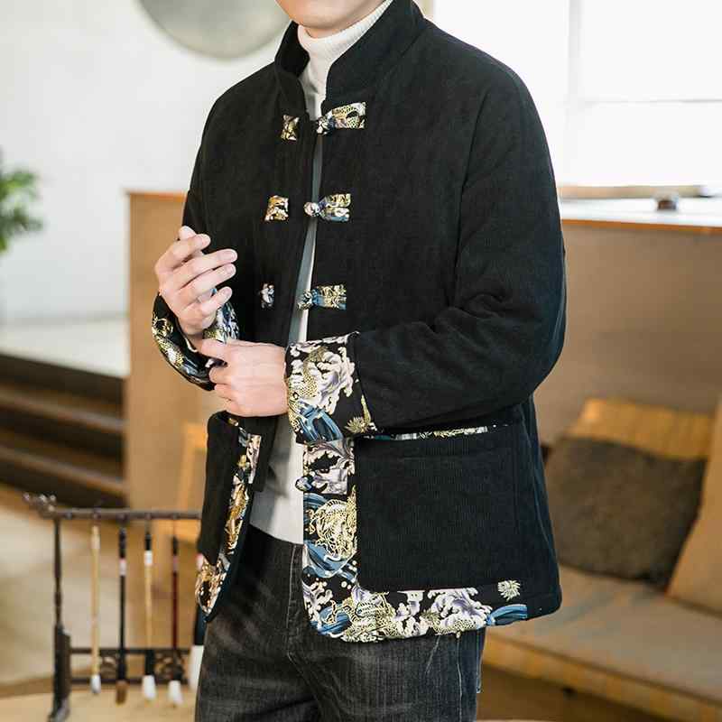 上衣 メンズ 冬 アウター 綿 麻 唐 背広 綿入り口・入口 バックル  中華風 綿入り口・入口 大型 綿入り口・入口 引きあわせる的 中華風 レトロ 服 朦々たる
