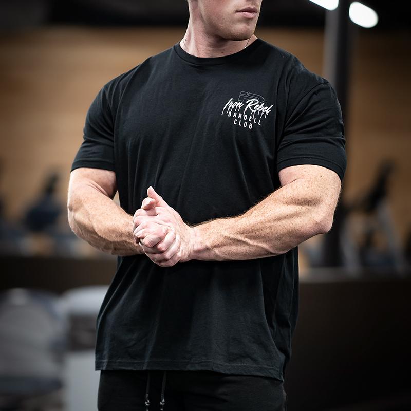 シャツ Tシャツ マッスル メンズ 筋肉質 スポーツ カジュアル 半袖 ラウンドネック 弾性 コットン アメリカ フィットネス 半袖