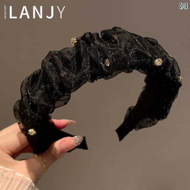 カチューシャ 髪留め レディース 大人 ヘアアクセサリー 髪飾り 韓国 メッシュ ガーゼ プリーツ ヘッドバンド エレガント レディース