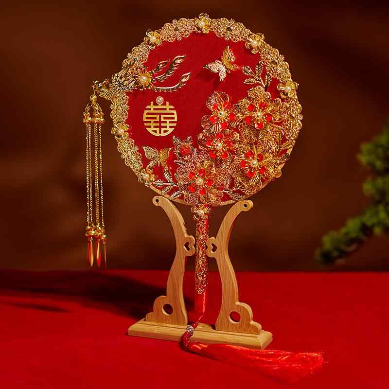 扇 うちわ ファン おしゃれ ウェディング 花嫁 ラウンド 中国風 赤 結婚式 親友 ギフト ハッピー インテリア アクセサリー 小物|セキュアデポ