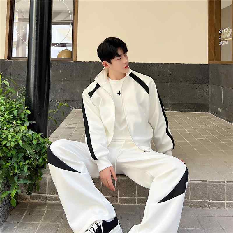 メンズ 秋 春 カジュアル スポーツ スーツ ファッション 個性 黒白 韓国 ツーピース セット 8,466円