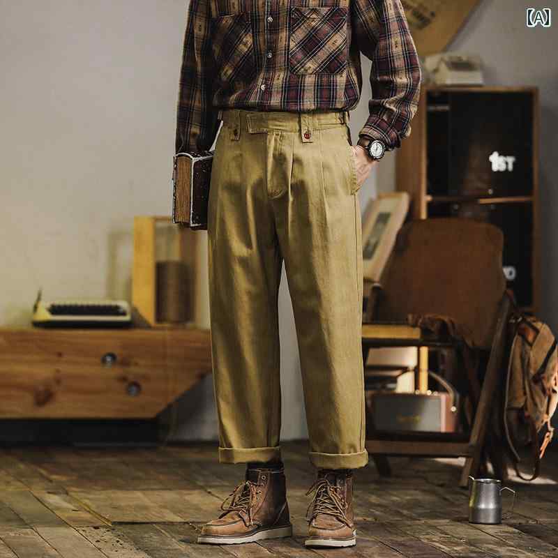 カジュアル パンツ アウトドア 動きやい メンズ 紳士服 メンズ パンツ 普段使い 長ズボン アメリカン レトロ コットン ストレート｜セキュアデポ
