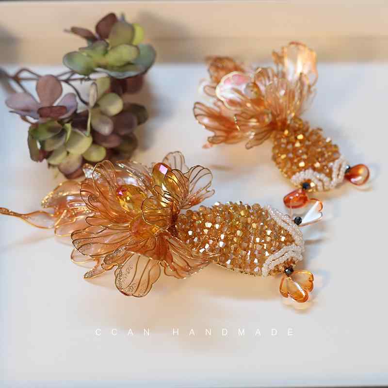 ヘアアクセサリー 金魚 フラワー ウェディング ドレス 中国 頭飾り 花嫁 アクセサリー ブライダル 結婚式 ヘアーアクセサリー 髪飾り