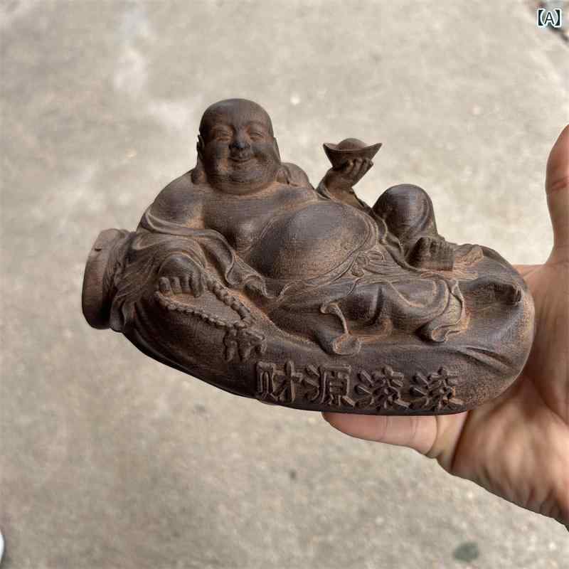 弥勒菩薩 布袋 七福神 木 飾りつけ 仏具 神具 室内装飾 見せびらかす レトロ水 小物 工芸 縁起物 刻みつける 菩薩 仏像 釈迦牟尼 瀬戸もの風