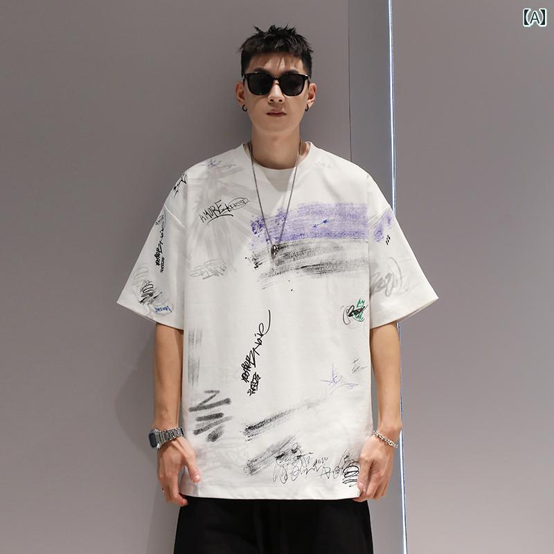 オーバーサイズ 半袖 Tシャツ メンズ 夏 トップス 韓国 カジュアル ストリート おしゃれ かっこいい 着やい 動きやい 快適 イベント フェス レジャー アウトドア ダンス 衣装 パフォーマンス