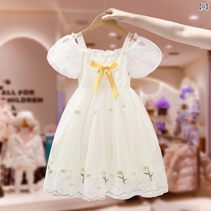 ドレス キッズ ウェア ガールズ 夏服 子供服 少女 韓国 スーパー フェアリー 夏 メッシュ プリンセス