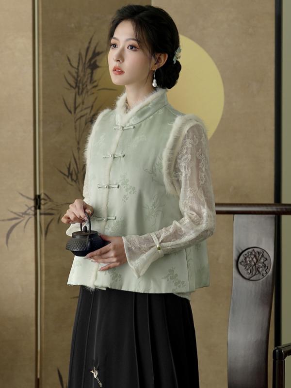 上衣 秋 冬 唐 背広 中華風 アセテート 繻子 ジャカード パッド入り口・入口 獣の皮 襟 限りない 茶師服 遊撃手