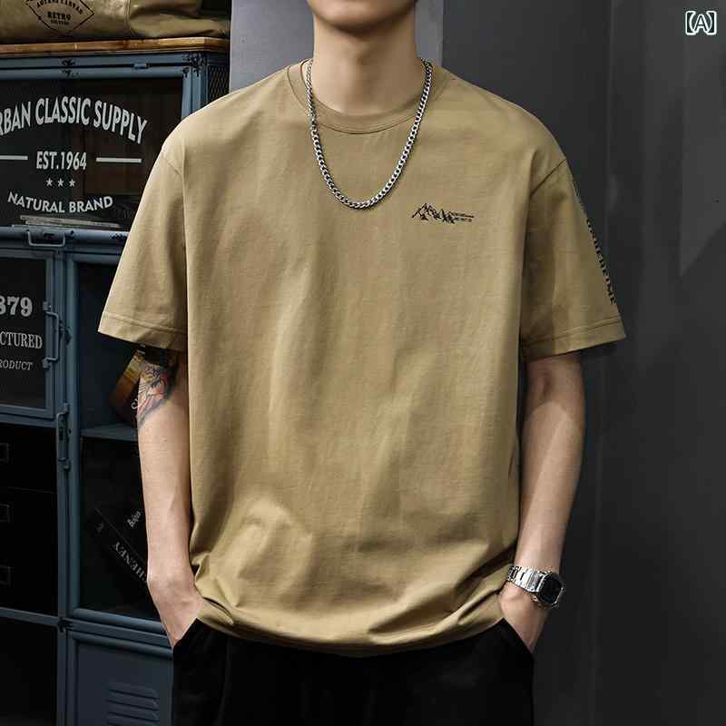 Tシャツ アメカジ 半袖 夏 ゆったり 大きめサイズ ベーシック シンプル プリント カジュアル ホームウェア トップス メンズ ファッション デイリー 夏