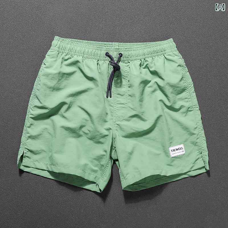 メンズ 夏 パンツ ビーチ 海パン 水着 海水 プール 海水浴 サーフィン スポーツ 用 シンプル 無地 ショーツ ランニング フィットネス フォーク ォーター 速乾 休暇用