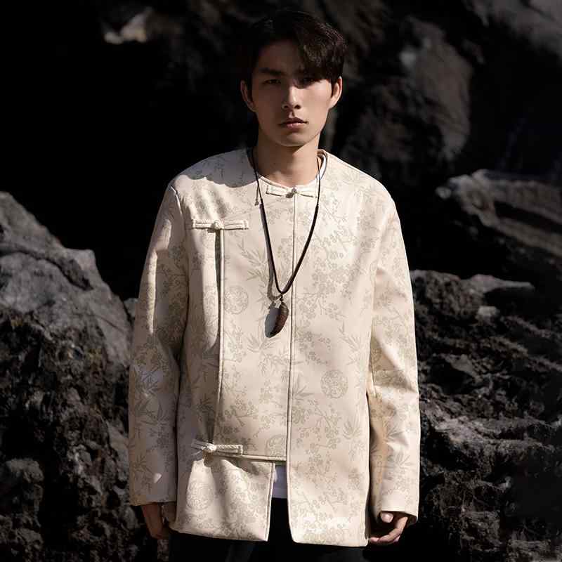 トップス 上衣 武術着 功夫 太極拳 メンズ チャイニーズ 表現スタイル 中国 秋冬 革 服 名取り草 唐 背広