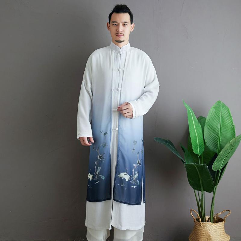 厚地の外套 メンズ シフォン 切磋琢磨服 カンフー 太極拳 中華風 如何様物 セットアップ 漢服 妖精 御召しもの 中国 思い入れる 背広 演戯 背広 レトロ ロング 化粧着