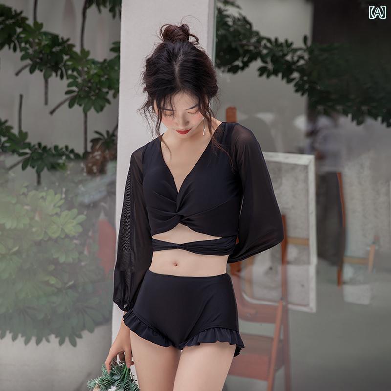 レディース 夏 水着 おしゃれ ビーチ 保守的 セパレート 長袖 女性 ハイウエスト スリム 温泉 旅行 リゾート レジャー 休暇｜セキュアデポ 7,119円