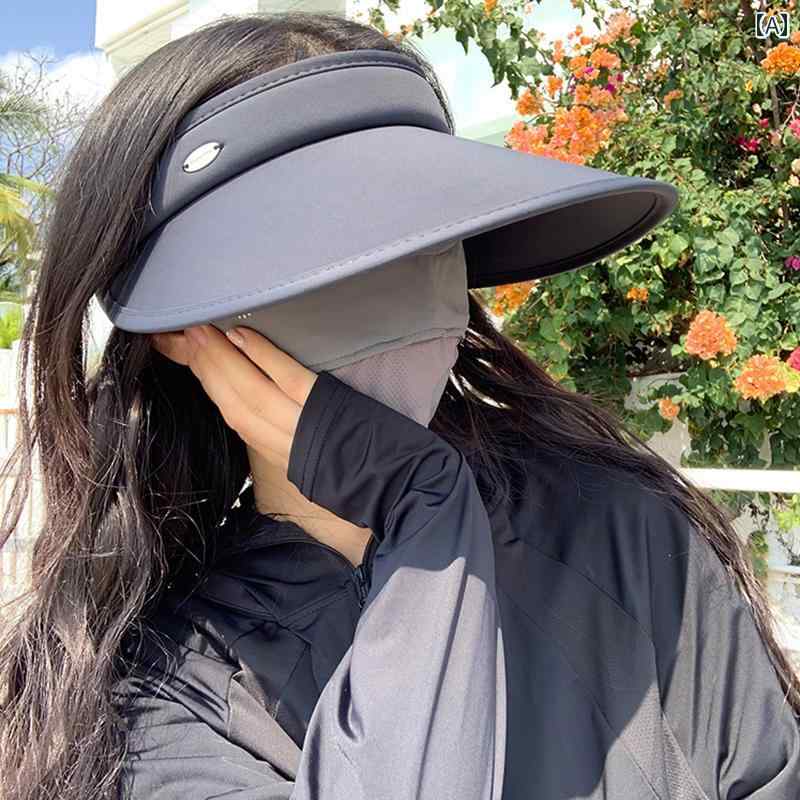つば広 サンバイザー UPF50 美白 日よけ 帽子 レディース 夏 日焼け防止 抗UV ハット 軽量 屋外 フェイスカバー オープントップ ハット