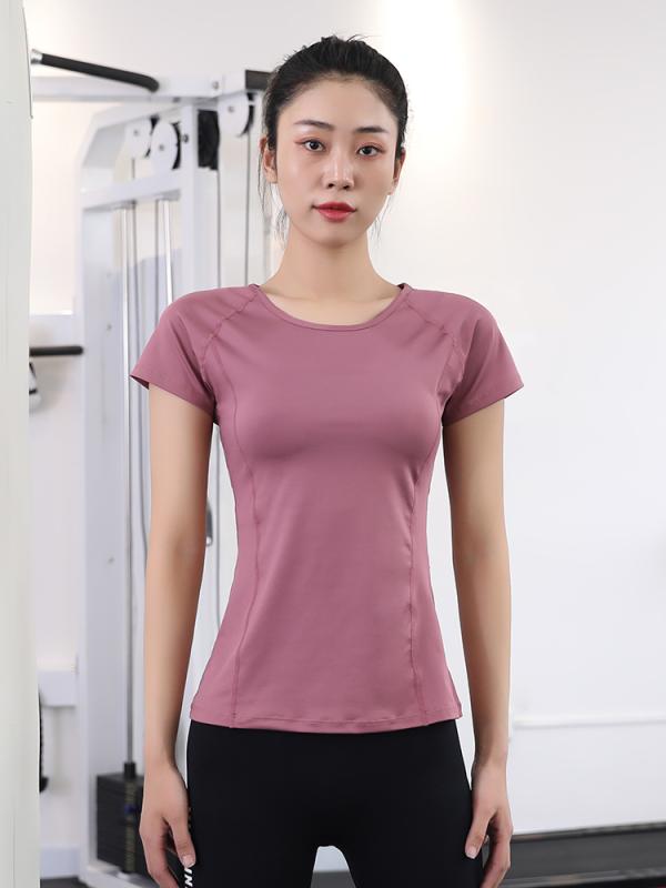 スポーツ 半袖 レディース スリム タイト ヨガ トップス ジム ランニング トレーニング Tシャツ メッシュ 美背中 フィットネス 夏 吸湿発散性 速乾 通気性 ストレッチ ラウンドネック レディース