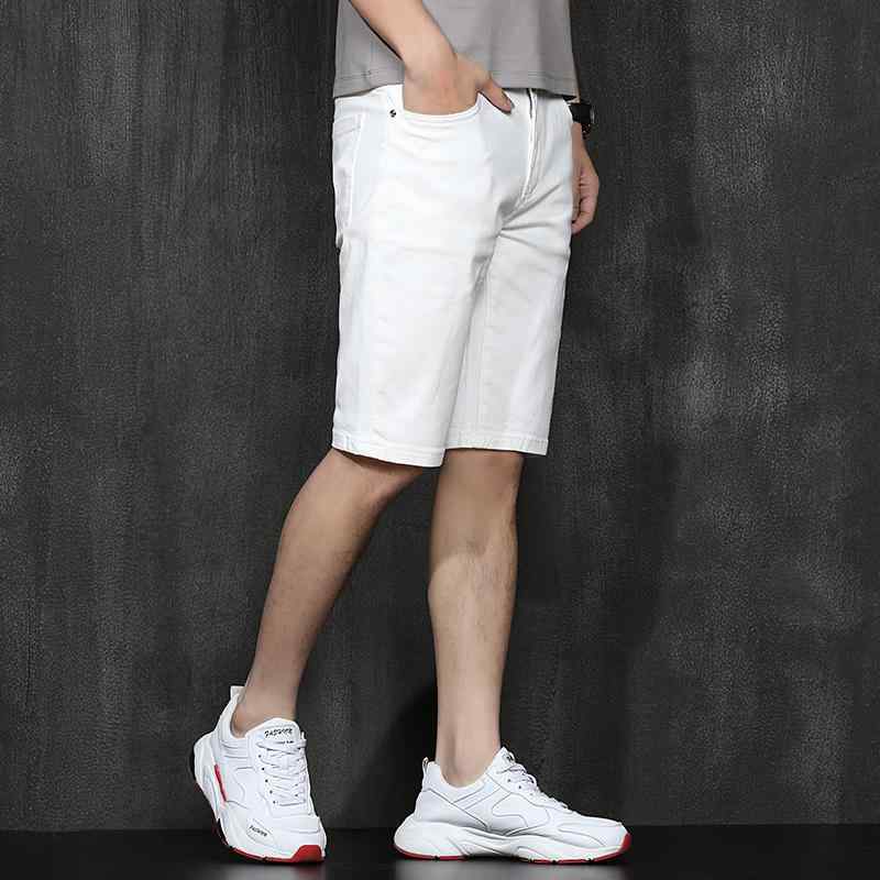ハーフパンツ メンズ デニムショートパンツ ホワイト スリークォーター パンツ 韓国 カジュアル 快適 スリムフィット ストレッチ ミドル パンツ 五分丈パンツ