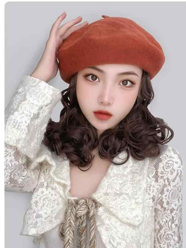 レディース ウィッグ ワンタッチ おしゃれ 帽子 ウィッグ ワンピース 顔 人毛 ネット 巻き髪 ベレー帽 フル ヘッドギア
