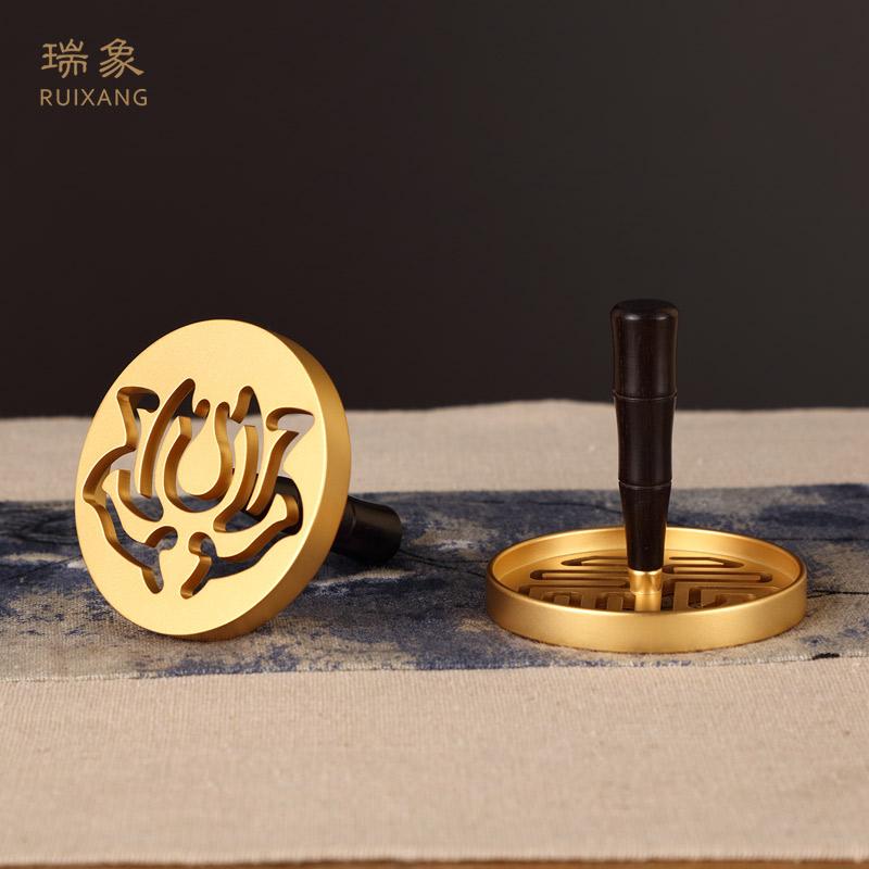 香道具 アクセサリー お香 雑貨 お香品 60mm 真鍮 香シール 黒白檀 ハンドル 香こり 香型 香型 香 灰 香道具