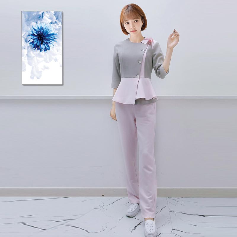 エステ クリニック 制服 介護 リハビリ ユニフォーム 韓国 スパ 美容 技術者 病院 フロント 大きめサイズ ネイル サロン マッサージ 七分袖 おしゃれ シンプル