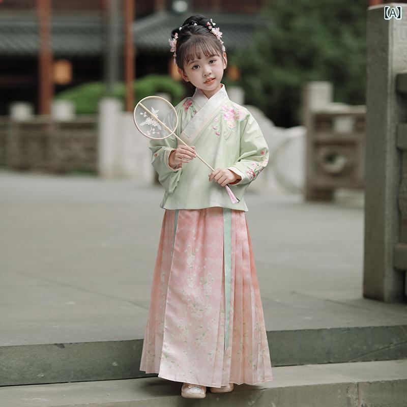 キッズ 民族衣装 コスプレ 子供服 韓服 チャイナ風 トップス スカート 春秋 刺・墸 写真撮影 衣装 パーティー エキゾチック かわいいキュート 女児