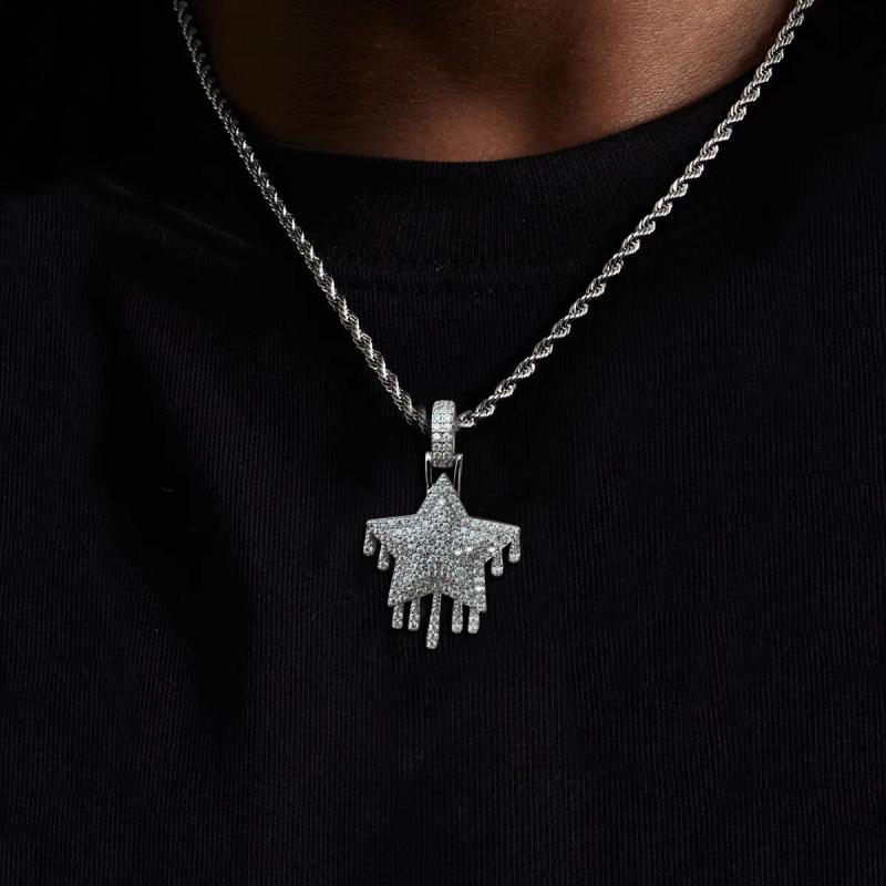 ペンダント HIPHOP ジュエリー ユニセックス フル アメリカ キューバ ネックレス ヒップホップ メンズ レディース イン ヒップホップ 五芒星 ツイスト チェーン