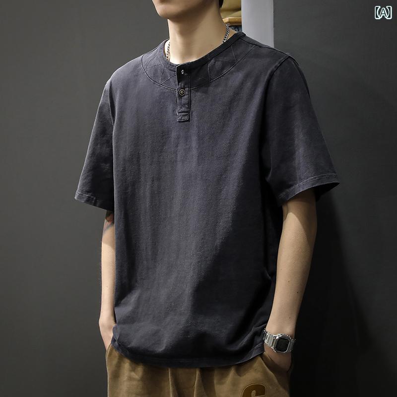 Tシャツ 半袖 夏 ゆったり 大きめサイズ ベーシック シンプル カジュアル ホームウェア トップス メンズ ファッション デイリー
