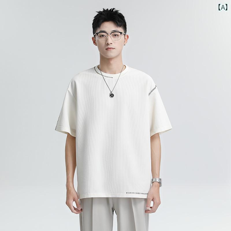 メンズ 夏 半袖 Tシャツ トップス 韓国 カジュアル ストリート シンプル おしゃれ 着やい 動きやい 快適 レジャー アウトドア ワーク デイリー アーバン