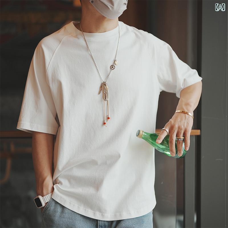 Tシャツ 半袖 シンプル カジュアル おしゃれ スタイリッシュ 普段着 ワーク マルチシーン メンズ ファッション コットン