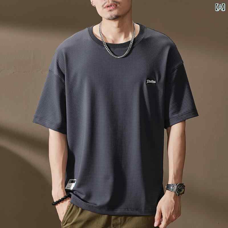 Tシャツ おしゃれ メンズ 半袖 夏 ストリート アメリカン カジュアル 紳士服 メンズ ゆったり トップス レトロ ラウンドネック 速乾