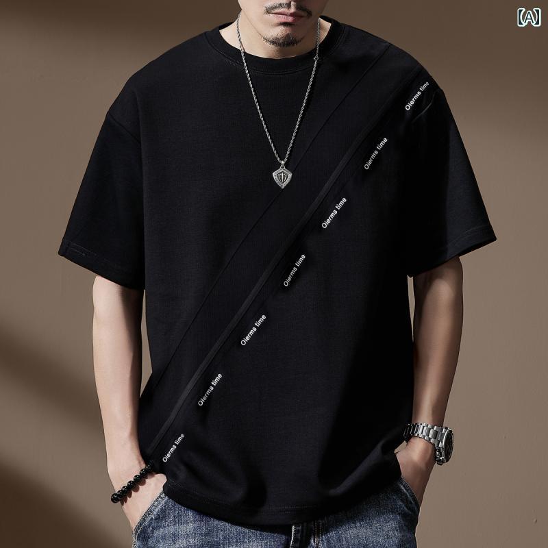 Tシャツ おしゃれ メンズ 半袖 夏 ストリート アメリカン カジュアル 紳士服 メンズ ゆったり トップス レトロ ラウンドネック シンプル