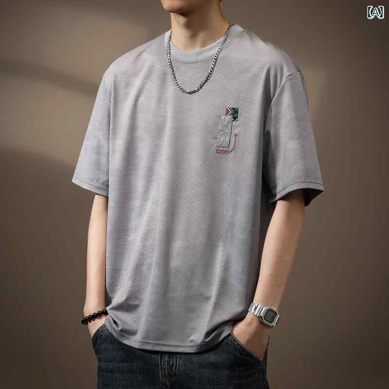 Tシャツ おしゃれ メンズ 半袖 夏 ストリート アメリカン カジュアル 紳士服 メンズ ゆったり トップス レトロ ラウンドネック 速乾