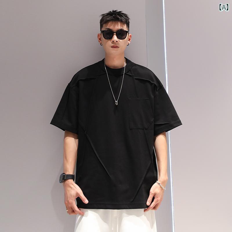 半袖 Tシャツ メンズ 夏 トップス 韓国 カジュアル オーバーサイズ ゆったり ストリート おしゃれ かっこいい 着やい 動きやい 快適 イベント フェス レジャー アウトドア ダンス 衣装 パフォーマンス
