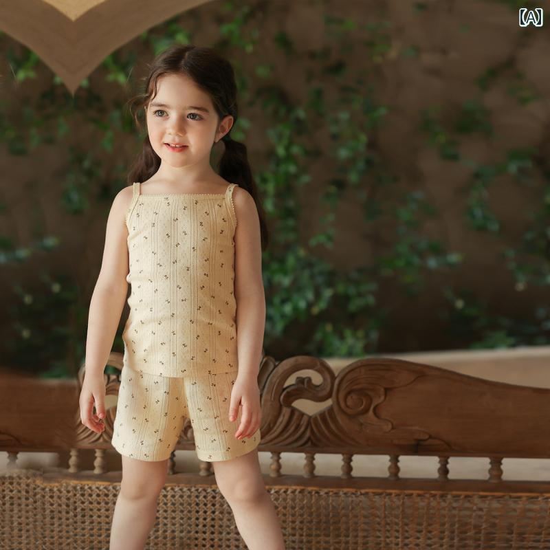 キッズ 子供服 キャミソール ショートパンツ カントリー風 ナチュラル かわいい おしゃれ 着やい 動きやい 快適 外遊び 外出 部屋着 レジャー アウトドア 海 プール 水遊び お祝い ビーチ 学校 園