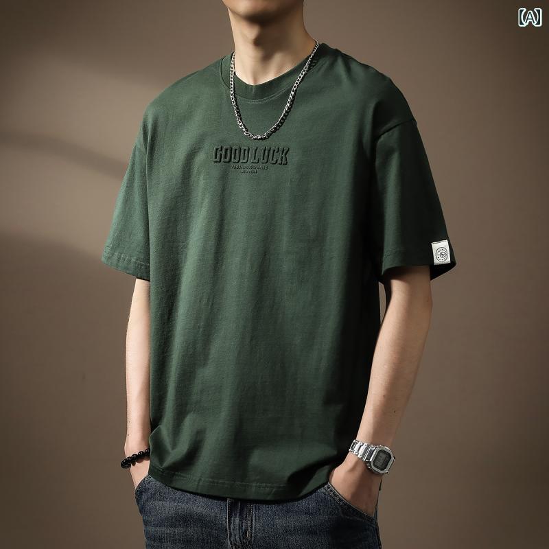 Tシャツ 半袖 夏 メンズ 紳士服 メンズ トップス おしゃれ レトロ ストリート カジュアル ラウンドネック カジュアル