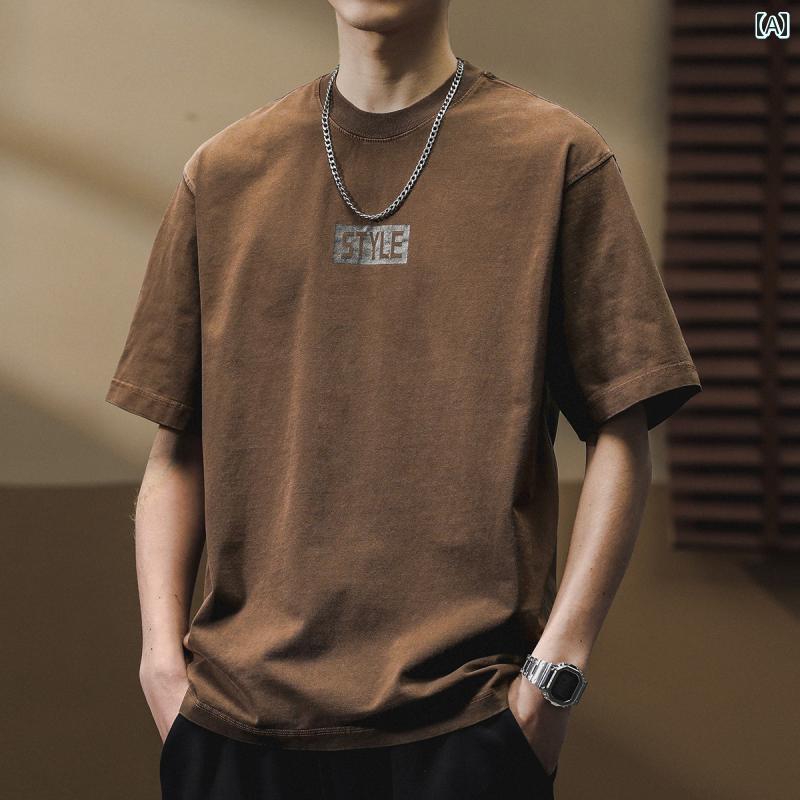 Tシャツ 半袖 夏 メンズ 紳士服 メンズ トップス おしゃれ レトロ ストリート カジュアル ラウンドネック レタープリント 6,411円
