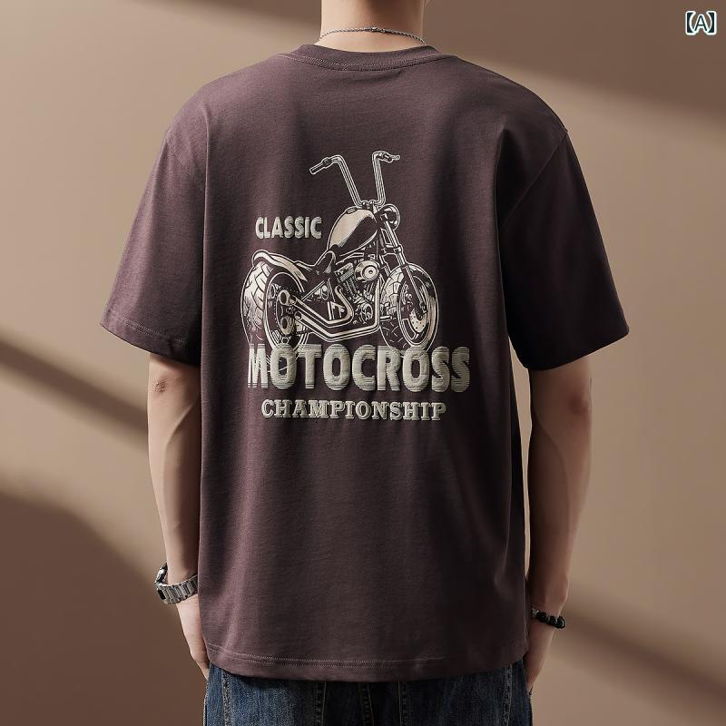 Tシャツ 半袖 夏 メンズ 紳士服 メンズ トップス おしゃれ レトロ ストリート カジュアル ラウンドネック プリント