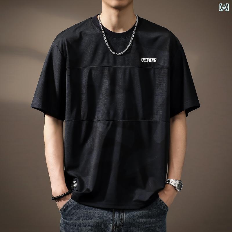 Tシャツ 半袖 夏 メンズ 紳士服 メンズ トップス おしゃれ レトロ ストリート カジュアル ラウンドネック 薄手 速乾