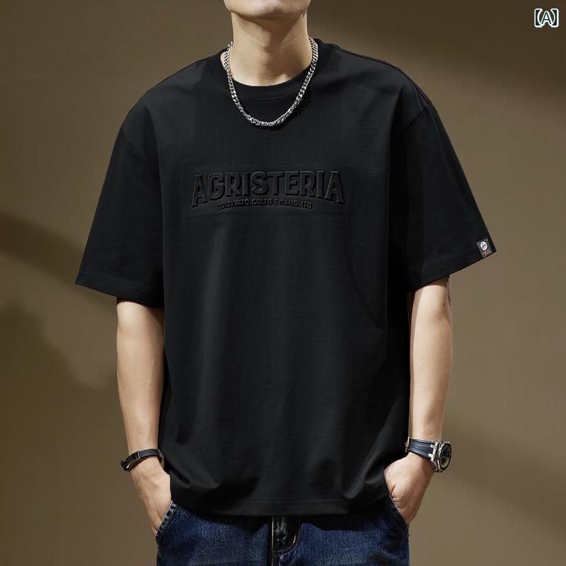 Tシャツ おしゃれ メンズ 半袖 夏 ストリート アメリカン カジュアル 紳士服 メンズ ゆったり トップス レトロ ラウンドネック シンプル