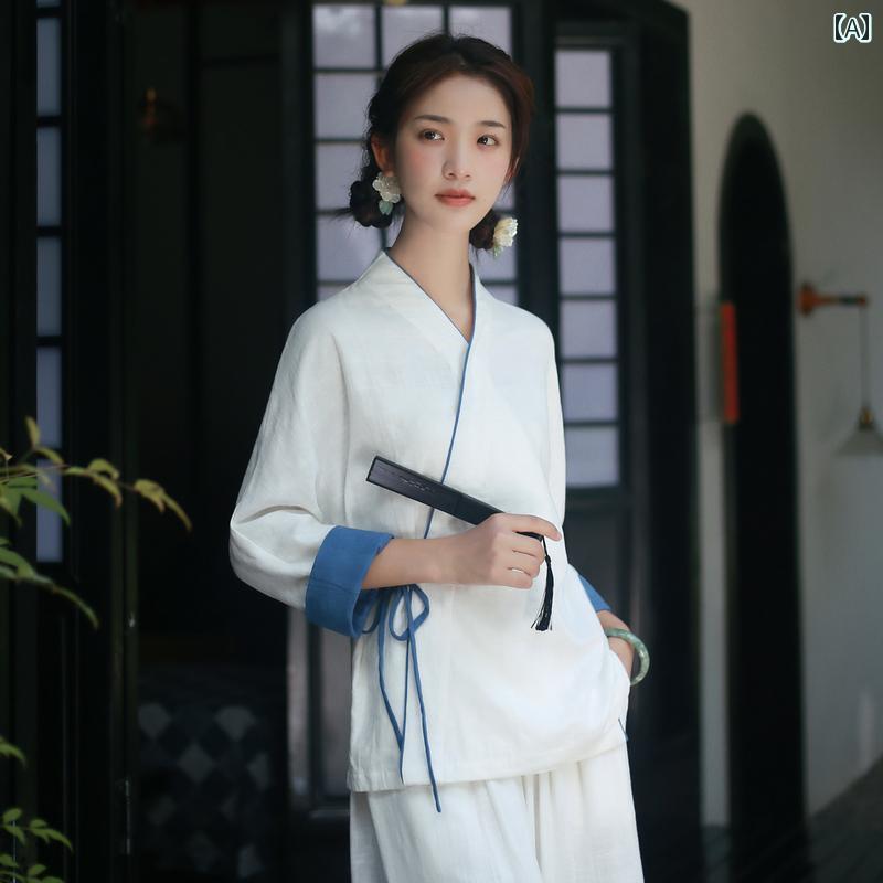 レディース 漢服  思い入れる 瀬戸もの風 瀬戸もの風 トップス 茶師 茶 雅びやか 背広 思い入れる 瀬戸もの流行り物 格好のいい 茶道お召しもの その他-レディースファッション