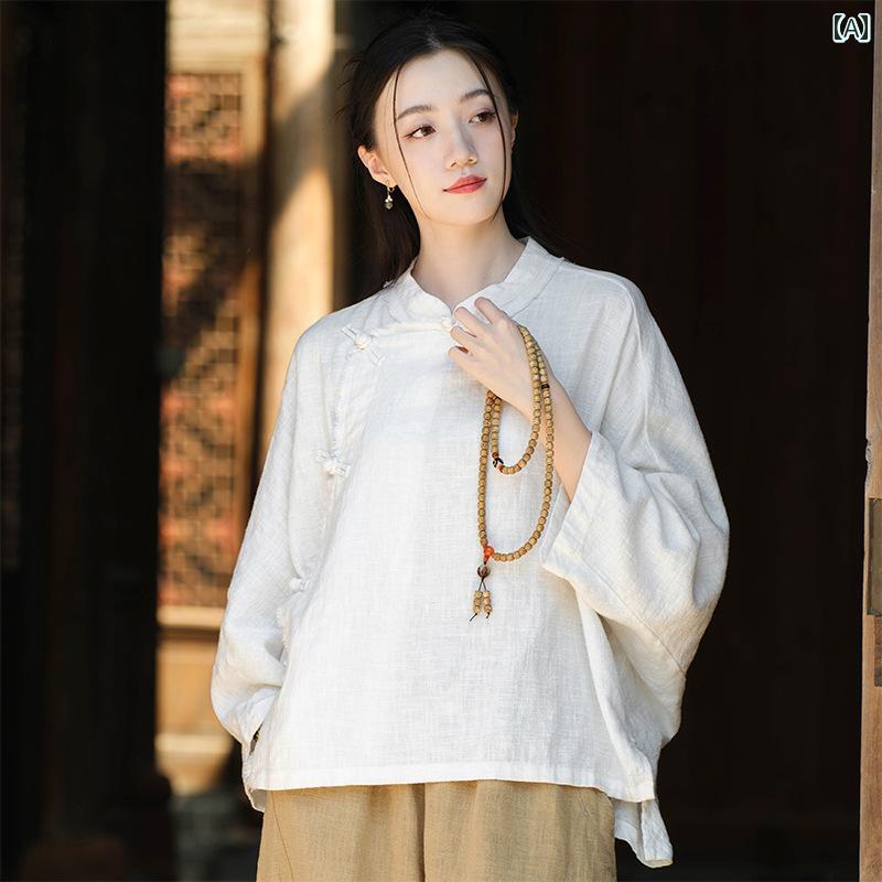 レディース レディース 宿小屋 仏 服 秋服 綿麻 お上さん服 瀬戸もの風 名取り草 引きあげる トップス 瀬戸もの風 思いいれる 背広 思いいれる 切磋琢磨 服