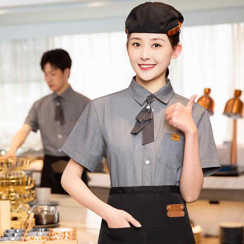 ウェイター 制服 ユニフォーム レディース メンズ メンズ レディース兼 飲食店 接客業 カフェ レストラン ホテル 清潔感 爽やか 作業着 夏