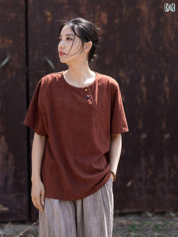 思い入れる服 レディース レディース お上さん服 トップス ティーシャツ ズボン下 ボトムス 瀬戸もの風 レトロ 唐装 仏教 思い入れる セットアップ セットアップ 夏