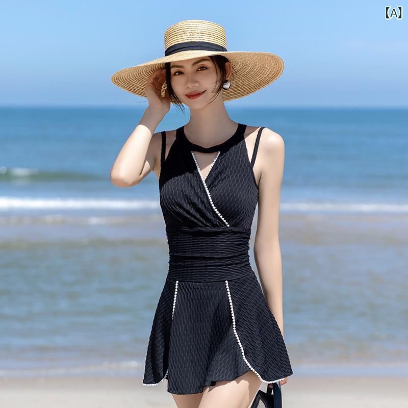 水着 おしゃれ 洋服見え 体型カバー レディース ワンピース プッシュアップ セクシー 温泉 旅行 プール リゾート ビーチ レジャー 腹部カバー スリム効果 ノースリーブ