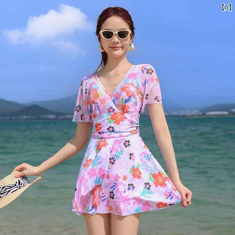 水着 ワンピース スカート 体型カバー レディース レディース 婦人 スイムウェア 温泉 海 プール レジャー レトロ ユニーク